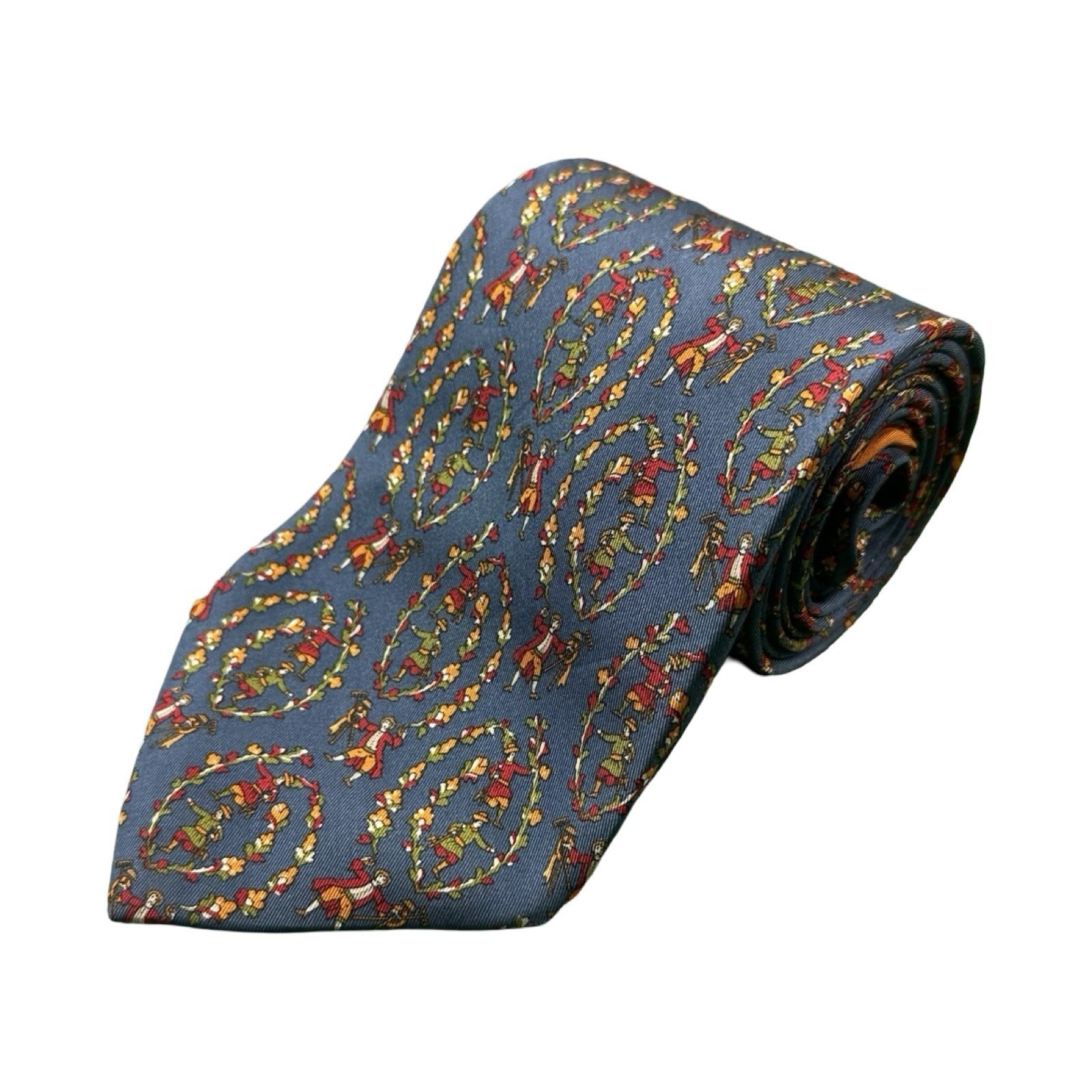 Salvatore Ferragamo Blue Gardeners Pure Silk Mens Tie 325 In